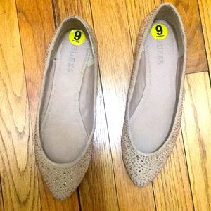Guess Flats Tan Shimmer Shoes Size 9
